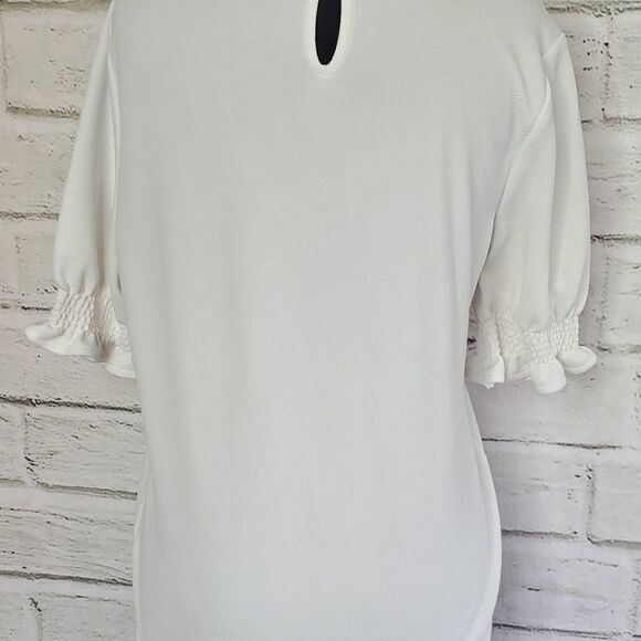Adrianna Papell crepe puff sleeve shirt medium - Picture 9 of 10